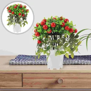 Decorative Flowers Faux Fruit Pot Plants De Potted Bonsai Tree Simulation Fake Trees Aartificial