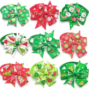 Dog Apparel Christmas Pet Grooming Product Holiday Party Puppy Bow Tie Necktie Supplies Accessories Bows