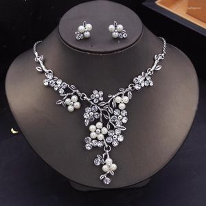 Necklace Earrings Set Gorgeous Pearls Bride For Women Luxury Choker Wedding Dress Bridal Sets Fashion