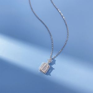 925 Sterling Silver D Color Genuine Moissanite Diamond Emerald Cut Gemstone Pendant Necklace Wedding Fine Jewelry Women