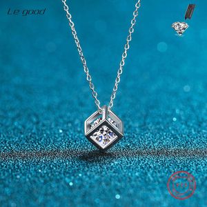 Ny lyxig Real Moissanite Diamond Necklace 1Ct Pendant Necklace Women Girls Birthday Present 925 Sterling Silver Fine SMEE sach