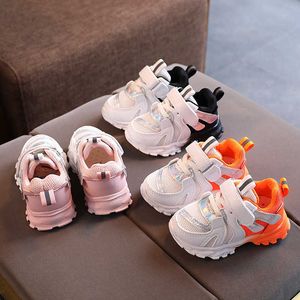 Athletic Outdoor Baby Sneakers White Kids Shoes Girls Sneakers Sports Running Toddler Children Shoes Fashion Reflective Mesh Boys Sneakers D07063 AA230511