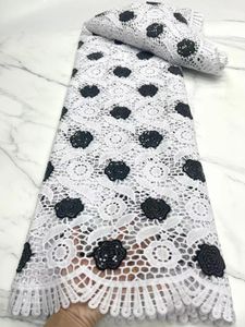 Fabric 2022 High Quality White Black MIlk Silk Sequence French Net African Tulle Mesh Lace Fabric For Dress 5 Yards/Lot