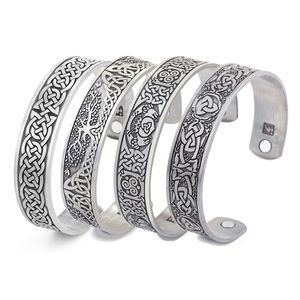 Bangle Viking Talisman Health Bracciali Tree Of Life Luck Knot Rune Magnetic Cuff Bangle Bracciale regolabile da uomo 230511