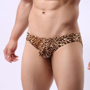 Underbyxor sexiga gay underkläder män trosor shorts man leopard tryckt låg midja u konvex påse cueca calzoncillos ropa hombre m-xl