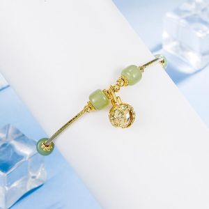 Bracelets de link Ventfille Color Gold Hetian Jade para Mulheres menina Small Bell Retro Simplicity Presente de aniversário Drop Wholesale