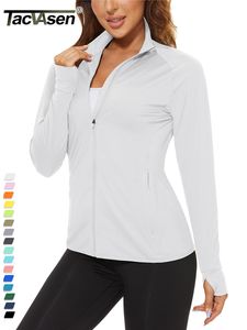 Camiseta feminina tacvasen upf 50sunscreen summer camisa de manga longa feminina camisa de zíper completo com zíper de zíper de bolso de golfe 230511