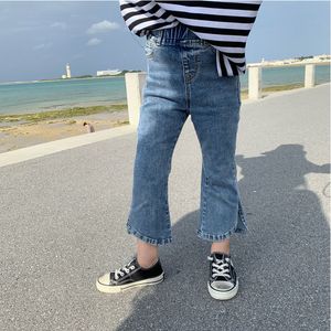 Jeans 2-8T Moda Kot Kek Yürüyüşyolu Çocuk Bebek Bebek Bahar Kıyafetleri Yüksek Bel Streç Denim Pant Elegant Sevimli Tatlı Pantolon Sokak Giyim