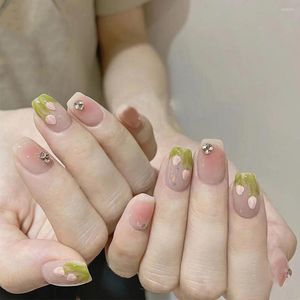 Falska naglar 24st korta tulpan nagel tips full färdig fransk rosa press på för tjej konst nagel omslag manikyr