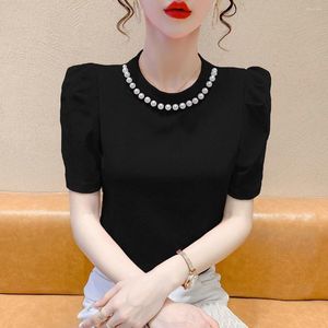 女性用Tシャツ丸い首ショートTシャツ女性服2023夏のスタイルデザイン韓国ファッション女性Y2K服クロップトップシャツ