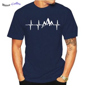 Camisetas masculinas impressas Mountain Heartbeat Men Tshirts Hill caminhada motociclista confortável jovem camise