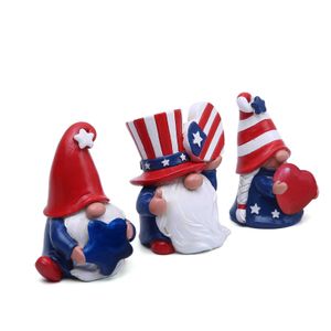 Dostarczenia American Independence Decoration Gnome Ornament Statue Statue Dolls 4 lipca Veterans Memorial Figurines Prezent P230512