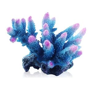 Dekorationer harts Aquarium Coral Ornament Stone Artificial Coral Reef Fish Tank Decoration Rock Flower Plant Decorative Bolbles