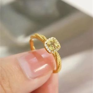 Solitaire Ring 18k gold rings for women au750 jewelry fine finger ring square zircon 230511