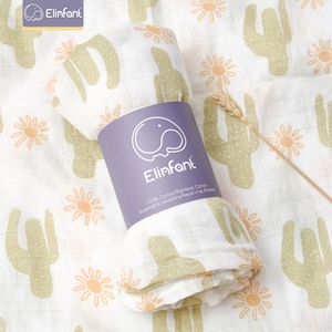 Coperte Swaddling Elinfant 1PCS Bamboo Cotton Baby Towel Wrap 120x110cm Soft Print Muslin Swaddle Blanket 230512