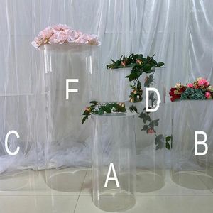 Decoração de festa acrílico Clear Wedding Pedestal Cylinders Pilares Plintos Display Cube Stand para Yudao652