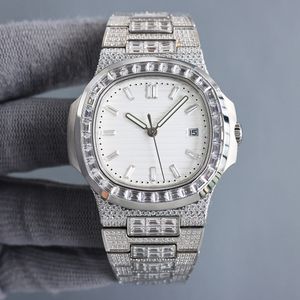 El yapımı elmas saat erkek saatleri otomatik mekanik 8215 hareket 40mm safir su geçirmez kadın bilekliği Montre de Luxe