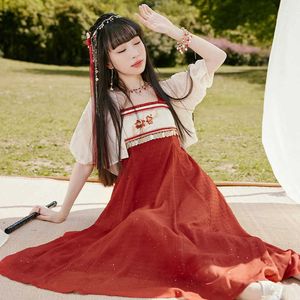 Этническая одежда Улучшена одежда Hanfu Женщины для взрослых новая одежда в китайском стиле красное платье вышив