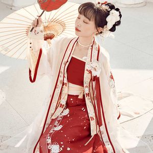Ethnic Clothing Chinese Style Traditioanl Classical Dance Dress Song Dynasty Female Elegant Festival Stage Comes White/Red Hanfu Suit DQL7649 G230428