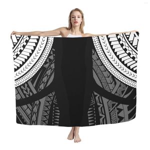 Women's Swimwear HYCOOL Black Polynesian Tribal Print Beach Sarong Women Lavalava Swimsuit Cover Ups Vintage Beachwear Summer Hawaiian Skirt