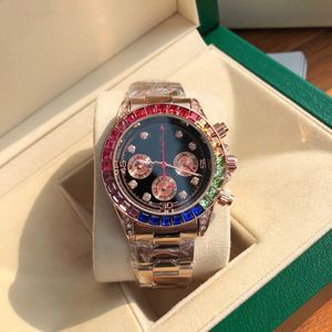 Rainbow Diamond Watch Mens Upper White OH Designer Chronograf Stone Waterproof 904 Stal nierdzewna Frameny Pary Orchey Watch