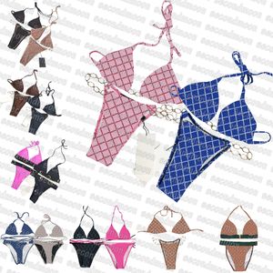 Women Designer Swimwear Letters Printed Bathing Suit Push Up Bikinis Set Womens Halter Swimwear Bikini