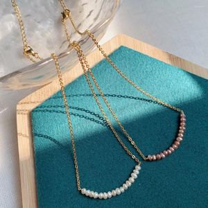 Pendant Necklaces Minimalist Jewelry Smile Charm Real Natural Freshwater Pearl Necklace For Women Mini Small Baroque Button Choker Korean