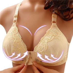 BRAS SEXY PUSH UP BH FRONT STÄNGNINGSBRASIERE EMBRODERY Trådlöst Bralette Breast Plus -storlek Eamless Bras för kvinnor Solid Color S P230512