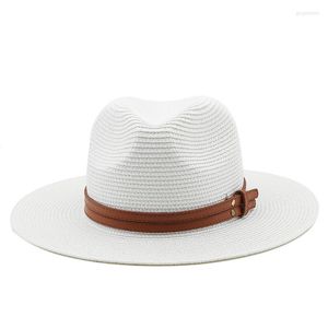 Breda randen hattar kvinnor halm sun hatt sommar panama strand för män mode uv skydd jazz fedoras sombrero cap b13
