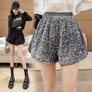 Women's Shorts Ladies Korean Fashion High Wasited Sequins Splicing Shorts Women Casual Girls Cute Sexy Glittering Booty Shorts Female Outerwear 230512