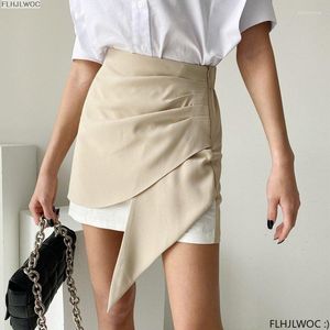 Skirts Irregular Skirt All-Match Chic Japan Girls Korea Style Cute Women Office Lady Formal High Waist A Line Layer Mini Short