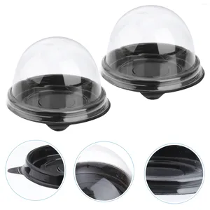 Papel de regalo 50 piezas Cupcake Box Containers Cake Clear Muffin Individual Black Container