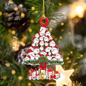 Christmas Decorations Year 2023 1PC 2D 3D Ornament Wooden Hanging Pendants Color Xmas Tree Shape For Home Navidad