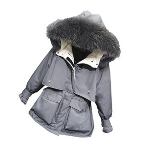 Jujuguge Large Fur Collar Hooded Winter Jacket Women Cotton Down Jacket Thick Parkas Warm Winter Coat Plus女性アウター8962237