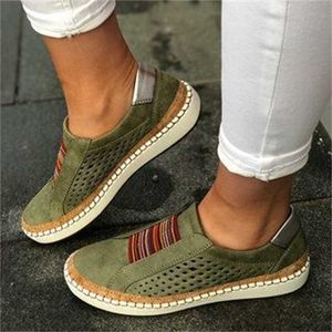 2023 Último designer de sapatos femininos alpargalhes verdes malha de malha respirável tênis vintage tênis sólidos sapatos casuais baratos tamanho 35-43