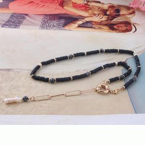 Choker NeeFu WoFu Freshwater Pearls Necklace Blue Fashion Nationality Natural Stone Necklaces Bohemia Stainless Steel Jewelry Wholesa