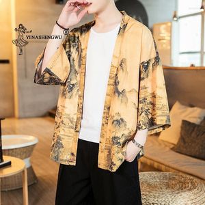 Etniska kläder japanska kimono traditionella yukata cardigan män strand tunt kappa asiatiska japan kimonos manlig casual skjorta