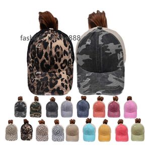 CrissCross Trucker High Hats Caps Women Cotton Leopard Pony Tail Cappelli Distressed Washed Mesh Back Sport Coda di cavallo Berretto da baseball