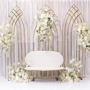 Party Decoration 3pcs set)Luxury Gloden Panel Wedding Stage Arch Backdrop For Yudao1931