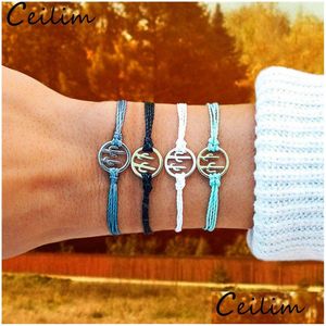 Charm Armbänder Original handgemachte Wachsfaden gewebt Kaktus Armband Mtilayer Freundschaftsschnur Colorf geflochten für Frauen Summe Dhgarden Dhswt