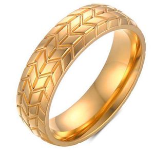 Wedding Rings Gold Silver Color Stainless Steel Ring Cool Motorcycle Tire For Men Hip Hop Punk Geometric Striped BandWedding