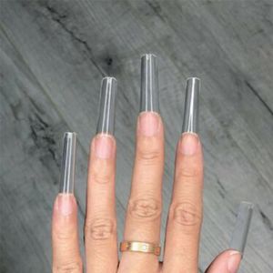 Falska naglar 500 bitar av transparent falsk hög krökning påsad slang nagel y8n7