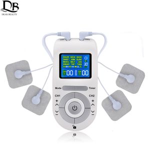 Equipamento esbelto portátil 12 Modos TENS MACHINE UNIDADE 4 PADRES DE ELETRODOS PARA ALIMENTAÇÃO DO MASSAGEM DE PULSO DE PULSO DE PULSO EMS Estimulação do músculo Eletroestimulador 230512