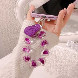 Cell Phone Straps Charms Universal Cute Crystal Love Heart Hanging Ring For Mobile Phone Hard Lanyard Strap Anti-Lost Bracelet For iPhone 11 13 Pro Max T230512