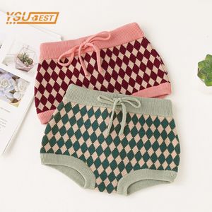 Shorts Children Baby Girls Cute Knitted Bread Pants Kids Shorts Pants Autumn Winter Child Knitting Kids Baby Girls Grid Short Pants 230512