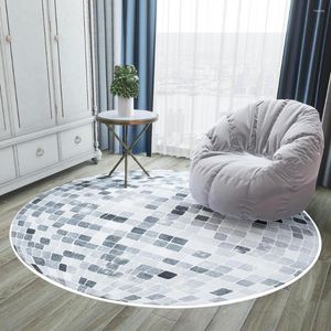 Carpets Nordic Style Bedroom Bedside Round Area Rugs Gray White Small Check Decor Carpet Study Room Computer Chair Non-Slip Floor Mat