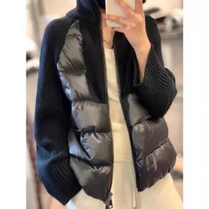 Parkas 2022 Winter New Down Jacket 여자 스웨터 스티칭 재킷 짧은 캐주얼 따뜻한 가디건