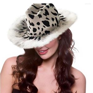 Boinas de chapéu de cowboy ocidental celebração celebração de leite com leite feltro decorativo e q8w6berets