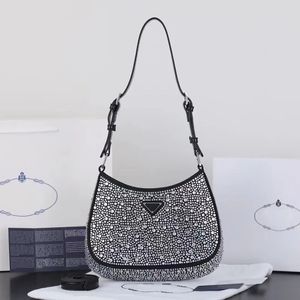 Cleo Imitation Crystal Embellished Satin Shoulder Bags Women Designer Handbags New Style Bag Handheld Small Bag Casual Fashion Simples Fabric Versatile Women