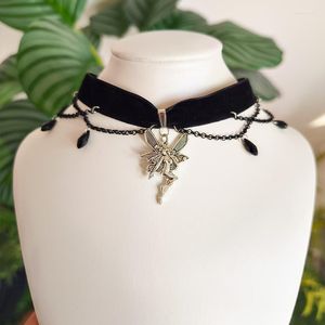 Choker Gothic Vampire Fairy Skull Moth Velvet Necklace Pagan Women Clavicle For Gift